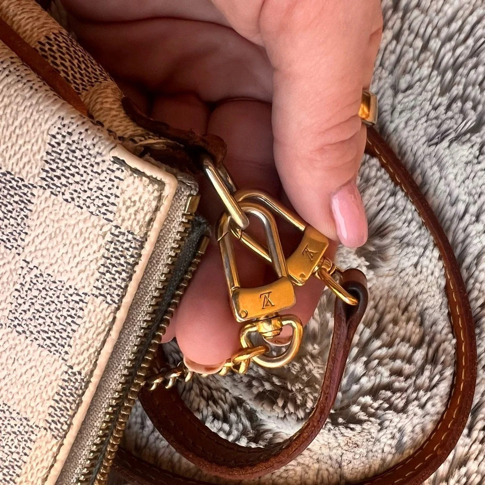 Louis Vuitton White and Gray Checkered Clutch